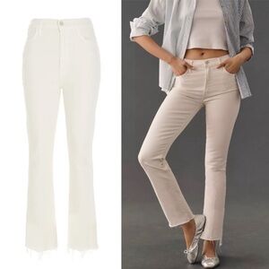 MOTHER Jeans Hustler Ankle Fray Cropped Ivory Size 30